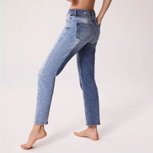 Two-Tone UO Straight Leg Denim Jeans